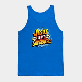 Jesus is my Superhero - T Shirt - Divine Superhero Comic Burst Design Tank Top